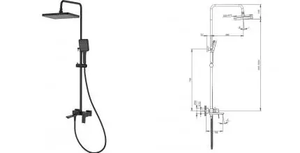 Душевая система «Splenka» S01.24.06 чёрная матовая
