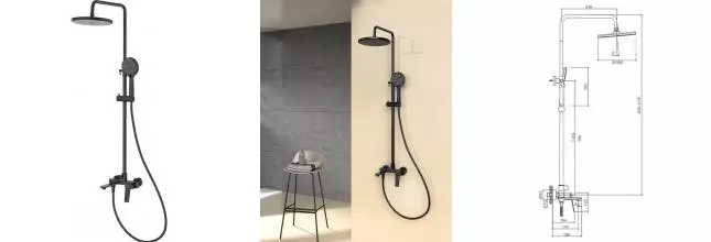 Душевая система «Splenka» S04.24.06 чёрная матовая