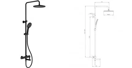 Душевая система «Splenka» S223.24.06 чёрная матовая