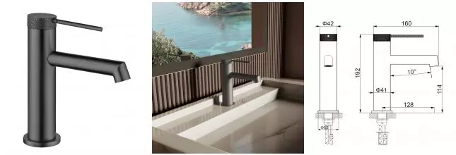 Смеситель для раковины «Vincea» Rim VBF-2RM1GM воронёная сталь