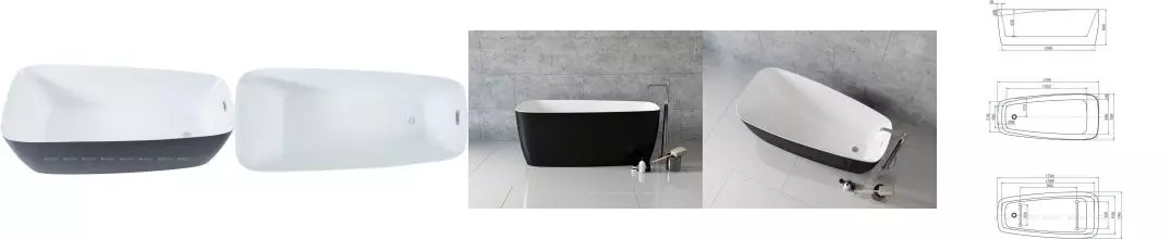 Ванна акриловая «Aquanet» Family Trend 170/78 с ножками с сифоном белая/чёрная матовая Ванна акриловая «Aquanet» Family Trend 170/78 с ножками с сифоном белая/чёрная матовая