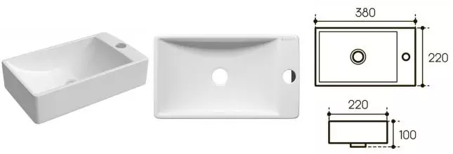 Раковина «Aqueduto» Aqd Pequeno 22/38 белая глянцевая правая