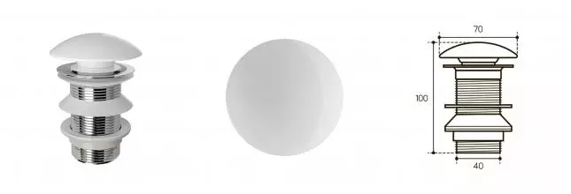 Донный клапан для раковины «Aqueduto» Ralo RAL0110 с механизмом Клик-Клак белый глянцевый