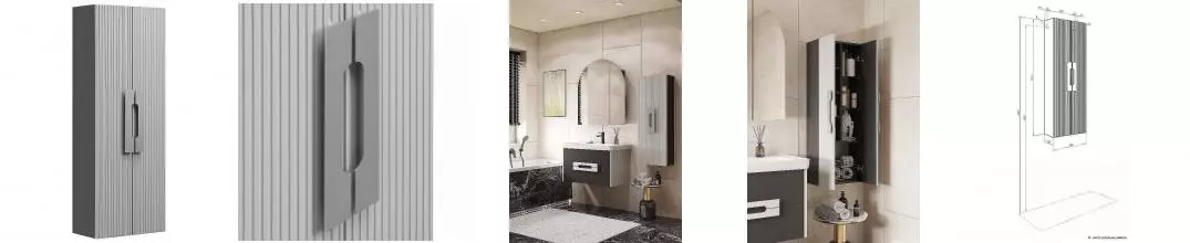 Пенал «Aquaton» Ар-Деко 40 подвесной серый кобальт