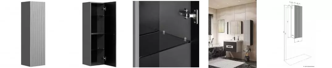 Пенал «Aquaton» Ар-Деко 32 подвесной серый кобальт универсальный