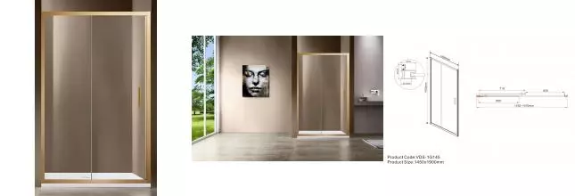 Душевая дверь «Vincea» Garda VDS-1G145CLG 145/190 прозрачная/брашированное золото Душевая дверь «Vincea» Garda VDS-1G145CLG 145/190 прозрачная/брашированное золото
