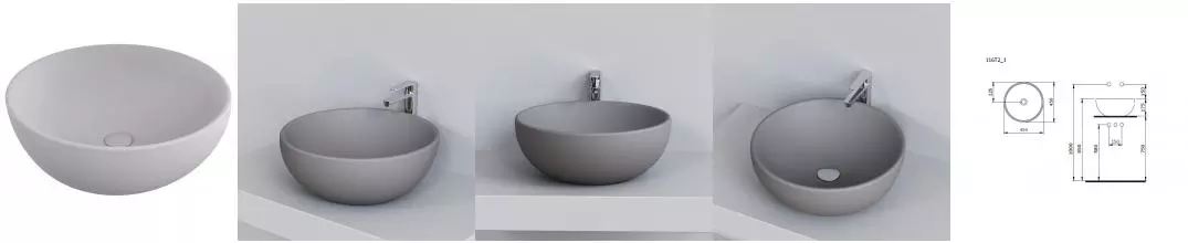 Раковина «Ambassador» Queen 45/45 фаянсовая серая матовая