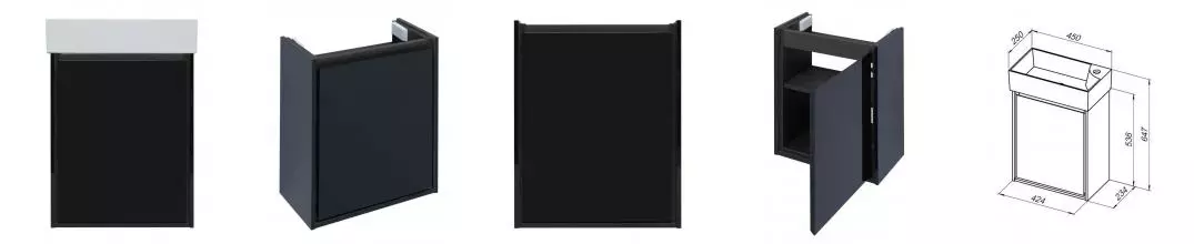 Тумба с раковиной «Aquanet» Милан 45 (Смарт 45) подвесная чёрная глянцевая универсальная Тумба с раковиной «Aquanet» Милан 45 (Смарт 45) подвесная чёрная глянцевая универсальная