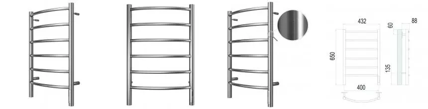 Электрический полотенцесушитель «Terminus» Классик П6 40/65 сатин правый