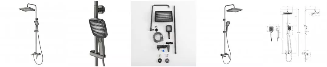 Душевая система «Cezares» LINER-CVD-GM оружейная сталь