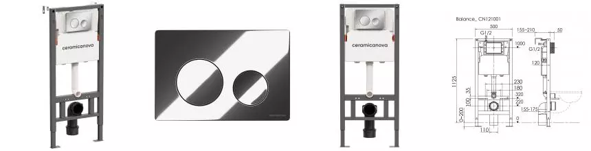 Инсталляция для унитаза с кнопкой «Ceramica Nova» CN121001CH Balance Circle