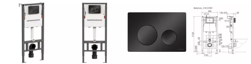 Инсталляция для унитаза с кнопкой «Ceramica Nova» CN121001MB Balance Circle
