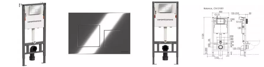 Инсталляция для унитаза с кнопкой «Ceramica Nova» CN121002CH Balance Square