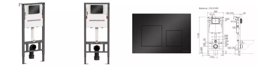 Инсталляция для унитаза с кнопкой «Ceramica Nova» CN121002MB Balance Square