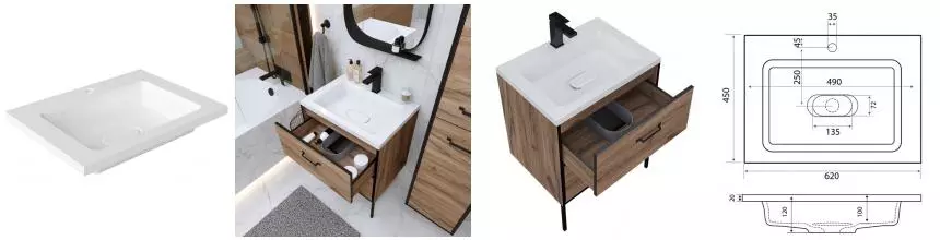 Раковина «Madera» Модуль 65 литьевой мрамор белая Раковина «Madera» Модуль 65 литьевой мрамор белая