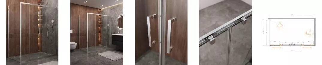 Душевой угол-ограждение «Cezares» MOLVENO-AH-2/1-170/100-C-Cr-IV 170/100 прозрачный/хром прямоугольный без поддона универсальный