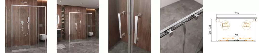 Душевой угол-ограждение «Cezares» MOLVENO-AH-2/2-180/100-C-Cr-IV 180/100 прозрачный/хром прямоугольный без поддона