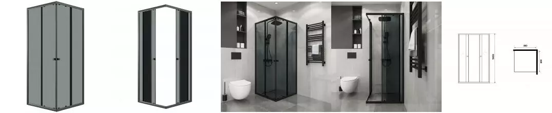 Душевой угол-ограждение «Niagara» Eco NG-1008-14QT 80/80 80/80 тонированный/чёрный матовый без поддона Душевой угол-ограждение «Niagara» Eco NG-1008-14QT 80/80 80/80 тонированный/чёрный матовый без поддона