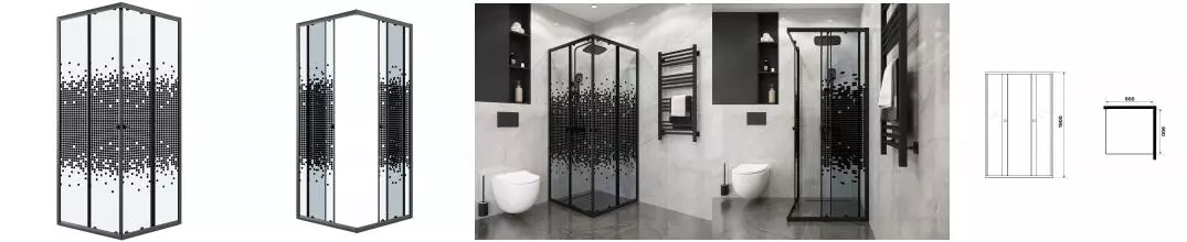 Душевой угол-ограждение «Niagara» Eco NG-1009-14QBLACK 90/90 90/90 мазайка/чёрный матовый без поддона Душевой угол-ограждение «Niagara» Eco NG-1009-14QBLACK 90/90 90/90 мазайка/чёрный матовый без поддона