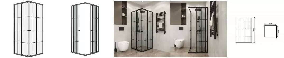 Душевой угол-ограждение «Niagara» Eco NG-1009-14QKL 90/90 90/90 клетка/чёрный матовый без поддона Душевой угол-ограждение «Niagara» Eco NG-1009-14QKL 90/90 90/90 клетка/чёрный матовый без поддона