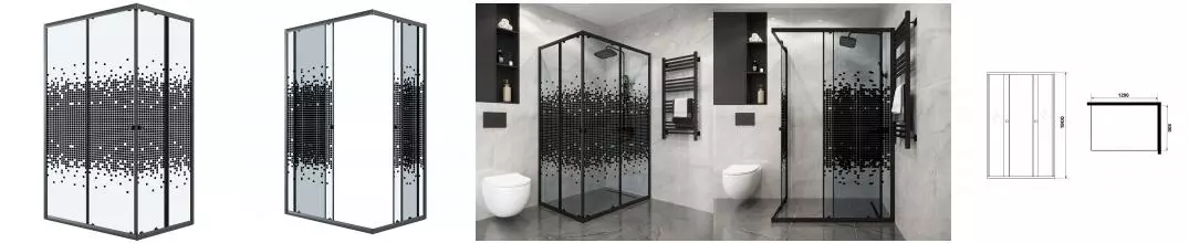 Душевой угол-ограждение «Niagara» Eco NG-1012-14QBLACK 120/80 120/80 мазайка/чёрный матовый без поддона универсальный Душевой угол-ограждение «Niagara» Eco NG-1012-14QBLACK 120/80 120/80 мазайка/чёрный матовый без поддона универсальный
