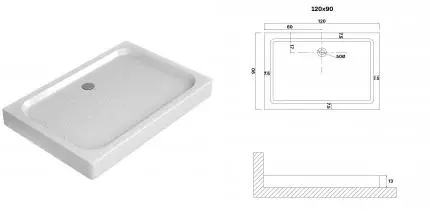 Душевой поддон «Niagara» Eco NG-P1290-14Q 120/90 120/90 низкий АБС-пластик прямоугольный белый с сифоном универсальный