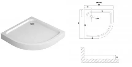 Душевой поддон «Niagara» Eco NG-P9090-14 90/90 90/90 низкий АБС-пластик четверть круга белый с сифоном Душевой поддон «Niagara» Eco NG-P9090-14 90/90 90/90 низкий АБС-пластик четверть круга белый с сифоном
