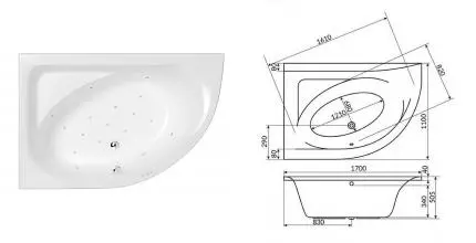 Гидромассажная ванна акриловая «Whitecross» Aquarella 170/110 Relax с каркасом с сифоном белая/хром левая