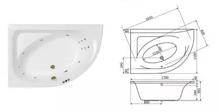 Гидромассажная ванна акриловая «Whitecross» Aquarella 170/110 Smart с каркасом с сифоном белая/бронза левая Гидромассажная ванна акриловая «Whitecross» Aquarella 170/110 Smart с каркасом с сифоном белая/бронза левая