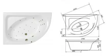 Гидромассажная ванна акриловая «Whitecross» Aquarella 170/110 Ultra с каркасом с сифоном белая/бронза левая Гидромассажная ванна акриловая «Whitecross» Aquarella 170/110 Ultra с каркасом с сифоном белая/бронза левая