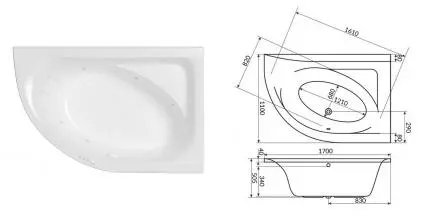 Гидромассажная ванна акриловая «Whitecross» Aquarella 170/110 Ultra с каркасом с сифоном белая правая Гидромассажная ванна акриловая «Whitecross» Aquarella 170/110 Ultra с каркасом с сифоном белая правая