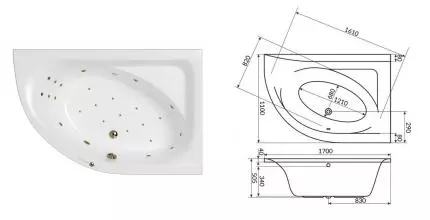 Гидромассажная ванна акриловая «Whitecross» Aquarella 170/110 Ultra с каркасом с сифоном белая/бронза правая Гидромассажная ванна акриловая «Whitecross» Aquarella 170/110 Ultra с каркасом с сифоном белая/бронза правая