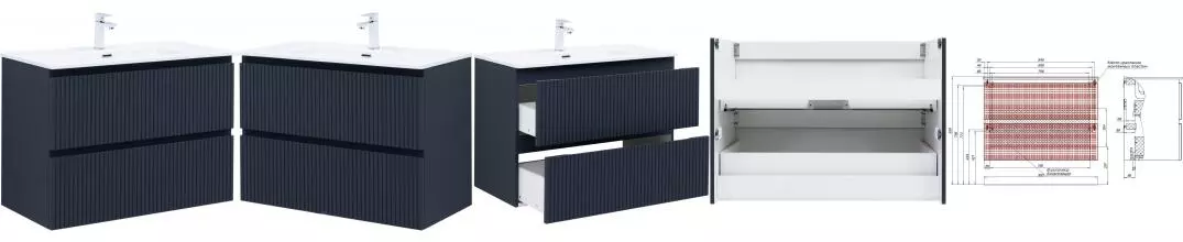 Тумба с раковиной «Aquanet» Джейн 90/45 (Flat 90 284029) подвесная маренго