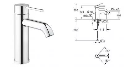 Смеситель для раковины «Grohe» Essence 24172001 хром Смеситель для раковины «Grohe» Essence 24172001 хром