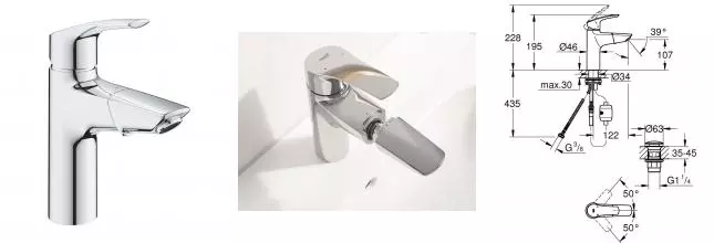Смеситель для раковины «Grohe» Eurosmart 23976003 с донным клапаном хром Смеситель для раковины «Grohe» Eurosmart 23976003 с донным клапаном хром