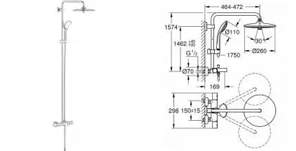 Душевая система «Grohe» Euphoria 27475002 с термостатом хром Душевая система «Grohe» Euphoria 27475002 с термостатом хром