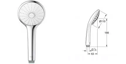 Ручная лейка «Grohe» Euphoria 27221001 хром/белая