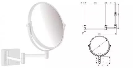 Косметическое зеркало «Hansgrohe» AddStoris 41791700 на стену белое матовое