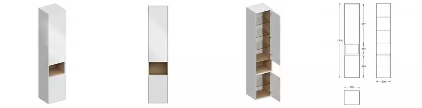 Пенал «Kerama Marazzi» Plaza Modern 35 подвесной белый глянцевый правый Пенал «Kerama Marazzi» Plaza Modern 35 подвесной белый глянцевый правый