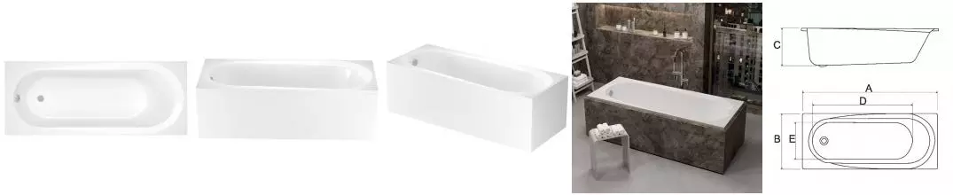 Ванна акриловая «Alba Spa» Baline 150/70 без опор без сифона белая Ванна акриловая «Alba Spa» Baline 150/70 без опор без сифона белая