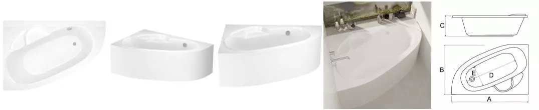 Ванна акриловая «Alba Spa» Katrina 150/100 без опор без сифона белая левая