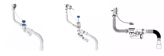 Сифон для ванны слив-перелив «Niagara» V255-TL перелив 50 см хром с пробкой