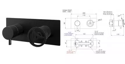 Смеситель для душа «Remer» Chrono CH93ZCFP брашированный чёрный хром