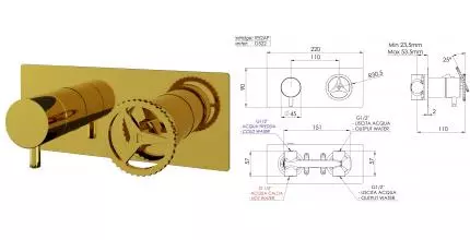Смеситель для душа «Remer» Chrono CH93ZDO золото