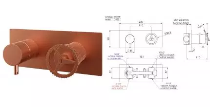 Смеситель для душа «Remer» Chrono CH93ZRP брашированная медь