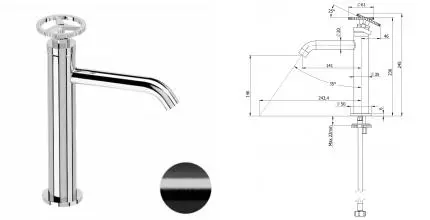 Смеситель для раковины «Remer» Chrono CH12ACFP брашированный чёрный хром