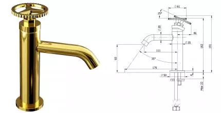 Смеситель для раковины «Remer» Chrono CH12DO золото