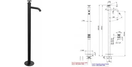 Смеситель для раковины «Remer» Chrono CH18NO с донным клапаном чёрный матовый