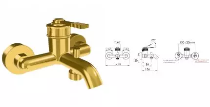 Смеситель для ванны с душем «Remer» Atelier AL05BG брашированное золото