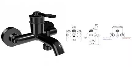 Смеситель для ванны с душем «Remer» Atelier AL05CFP брашированный чёрный хром Смеситель для ванны с душем «Remer» Atelier AL05CFP брашированный чёрный хром